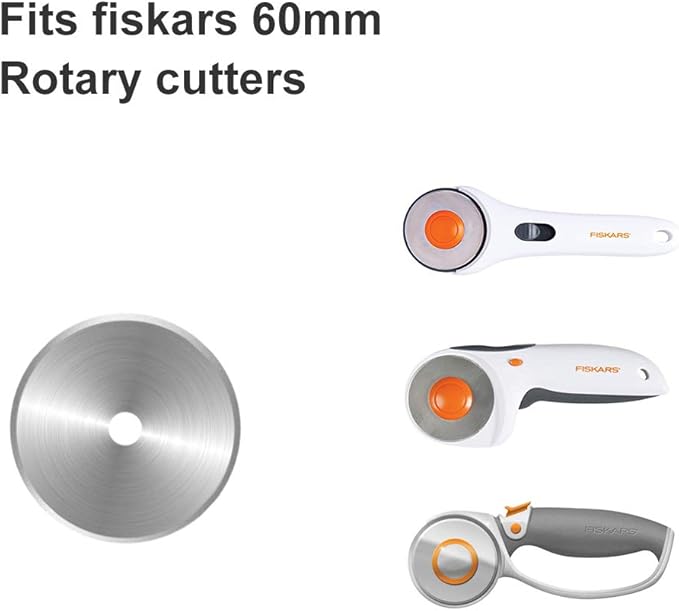 Rotary Cutter Blades 60mm - 5 Pack Refill Rotary Blades 60 mm Fits for Fiskars 60mm Rotary Cutter, Sharp and Durable