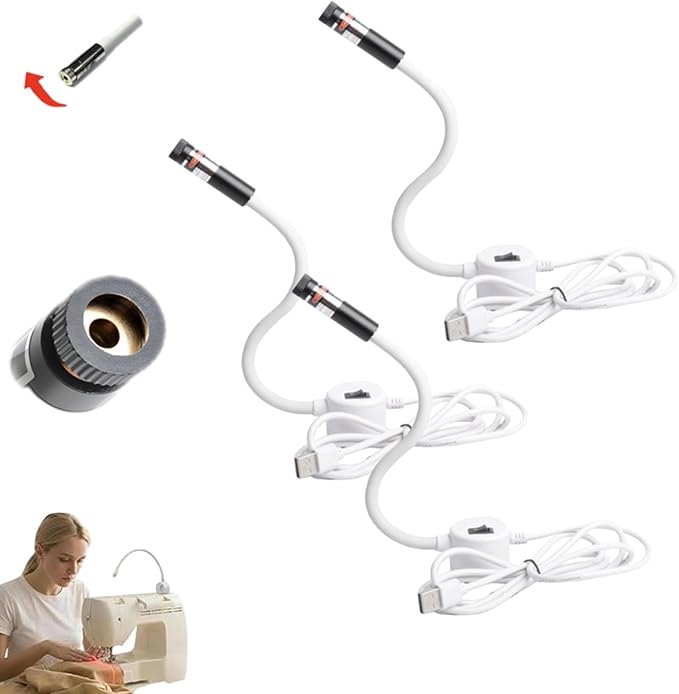 Magnetic Positioning Quilting Light for Sewing Machine, Magnetic Sewing Machine Light, Adjustable Magnetic Attachment, Sewing Light Guide for Straight Stitching, for Sewing (3Pcs*Mix, USB model)