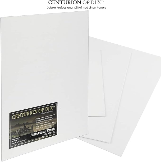 Centurion Deluxe Professional Oil Primed Linen Canvas Panels - 12x16-3 Pack of Linen Canvases for Painting, Artwork and More