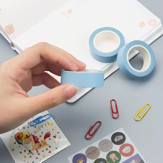 NatSumeBasics Pastel Washi Tape Solid Light Blue Washi Tapes 2 Pcs 32 Ft. Decorative Masking Tape Self-Adhesive Craft Tapes for Packaging Decor Scrapbooks DIY Gift(Light Blue)