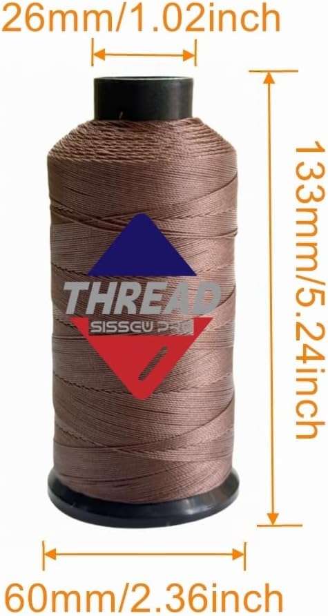 Sissewpro Bonded Nylon Thread 138 Upholstery Thread Heavy Duty for Sewing Machine Strong Black Threads for Leather Crafts Furniture Cusion,Boats Car Cover Seats,Canvas,Tex135, 4oz 750yds (2, Brown)