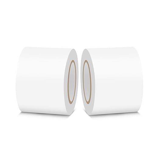 2 Pack Pipe Wrap Tape with PVC Backing, 50' Length X 2" Width White Insulation Tape, Chemical Resistant for Insulation and Protection of Electrical Wires, Water Pipes and Underground Pipes
