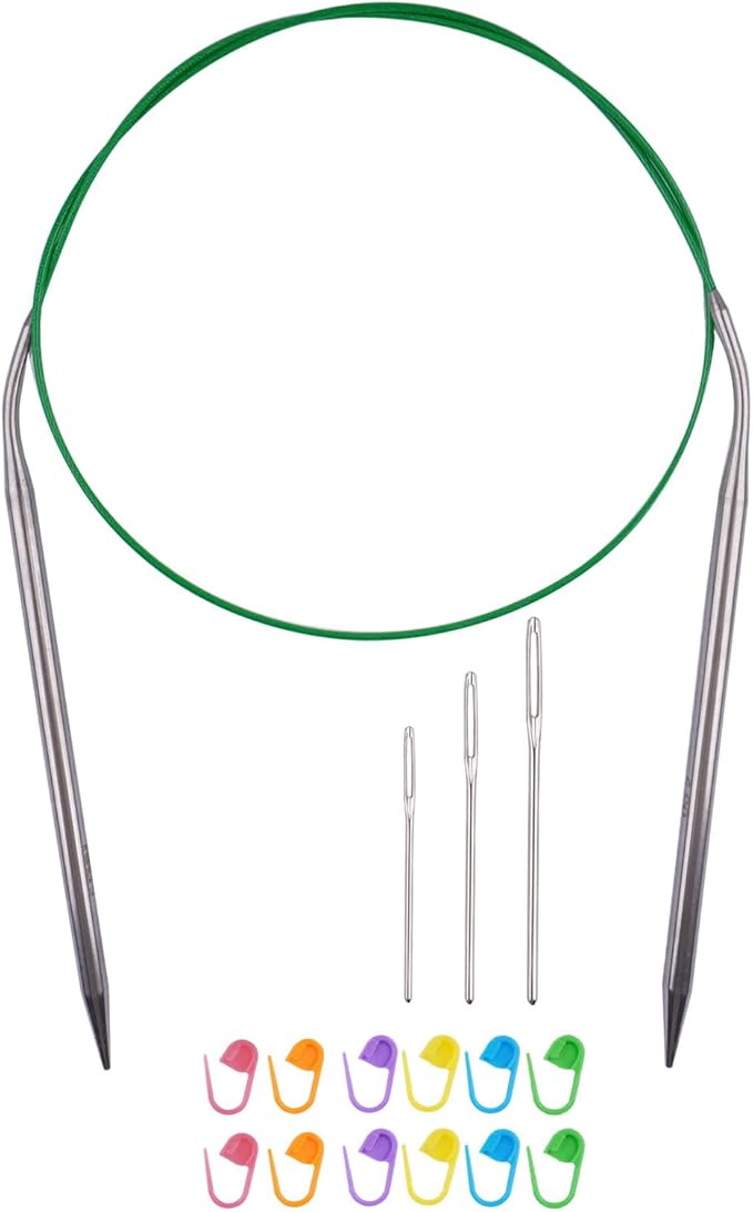 Circular Knitting Needles 32inches/80cm,Size US 9.0(5.5mm) Stainless Steel Round Knitting Needles for Handmade Knitting DIY