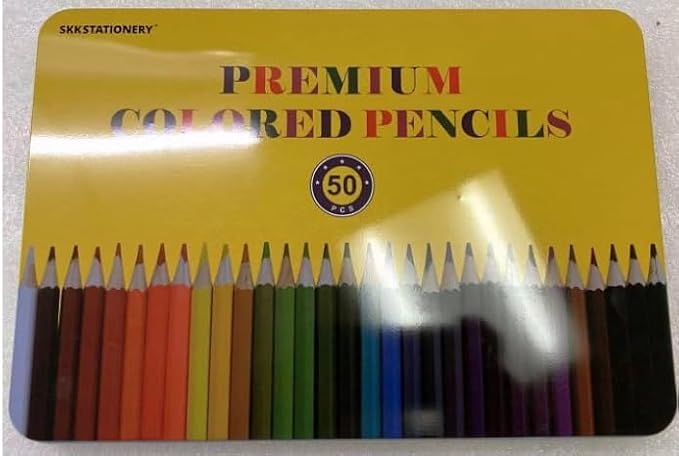 SKKSTATIONERY 50Pcs Colored Pencils, Packing in Tin, 50 Vibrant Colors, Drawing Pencils for Back to school, Sketch, Arts, Coloring Books Christmas Gifts