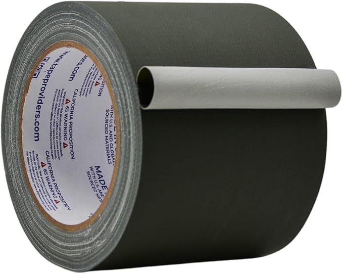 WOD GTC12 Gaffer Tape, Olive Drab Low Gloss Finish Film, 3 inch x 60 ft. Residue Free, Non Reflective Cloth Fabric, Secure Cords, Water Resistant, Photography, Filming Backdrop, Production