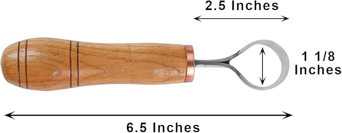 Scorp Knife | Round Carving Tool for Spoons, Bowls, and Cups | Spoon Bowl Carving Tools | for Beginners | Oak Wood Handle with Carbon Steel Blade (Angled Full Scorp)