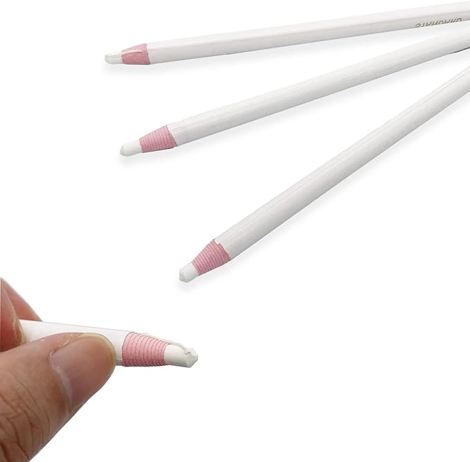 Sewing Pencil 12 PCS White Invisible Erasable Fabric Pencils for Leather Cut Marks, Student Drawing, Tailor Marks
