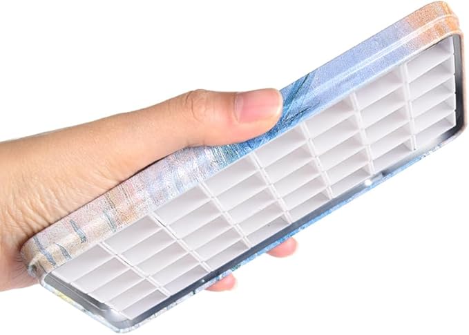 Portable Watercolor Tins Paint Palette with 40Pcs Empty Half Pans and Magnetic Squares, Small Travel Metal Paint Box with Acrylics Painting Art Drawing.Sunrise