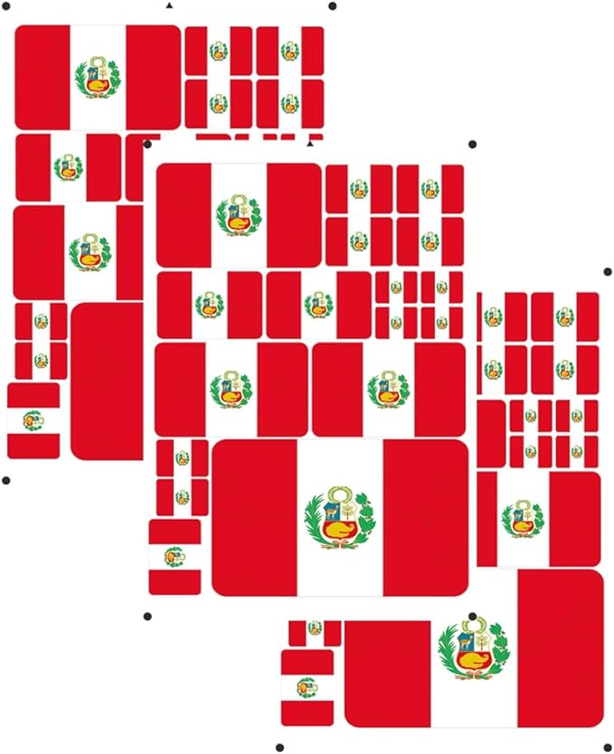 vmcoatdu Peru Flag Laser Printing Sticker 3 Pcs Decal in Multiple Sizes Stickers (Red Peru)