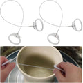 2 Set Mud Pottery Wire Tools, Wire Rope Clay Cutting Wire, Pottery Trimming Tools with White Comfort Handles, Clay Wire Cutters, Ceramics Cut Off Tools