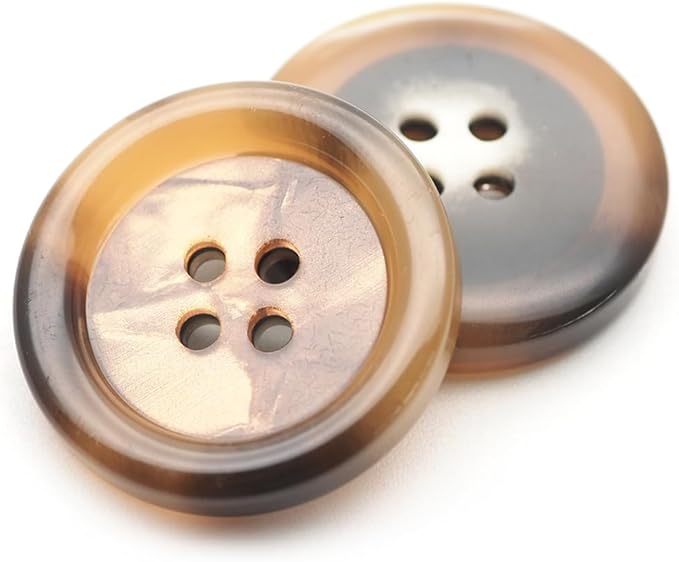 CRAFTMEMORE Tortoiseshell Resin Buttons 4 Holes Button for Garment Sewing Men's Suit DIY Crafts TG47 (25mm Brown, 12pcs)