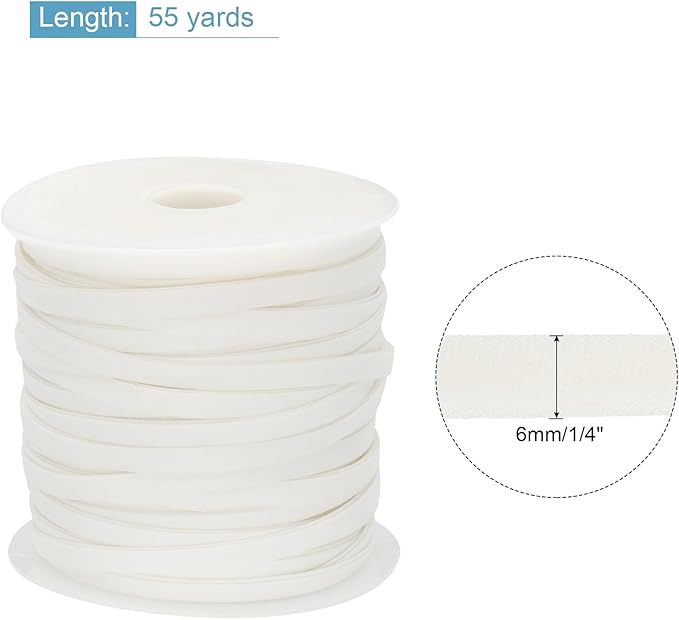 MECCANIXITY 1/4 Inch Double Fold Bias Tape Polyester Continuous Bulk Bias Tape for Sewing,Seaming Quilting Hemming Binding Crafts (Beige White 55 Yards)