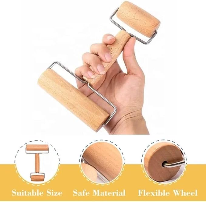 CRAFTING GORILLA Wooden Roller Pottery Tool -Double Ended 2 in 1 Design- Perfect for Rhinestone Embroidery, 5D Diamond Painting, Ceramic & Pottery Clay.