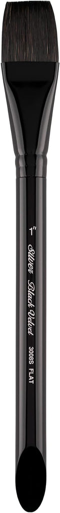 Silver Brush Limited 3008S-1 Black Velvet Square Wash Paintbrush for Watercolor, Gouache, Inks, & Dyes, Size 1 Inch, Short Handle