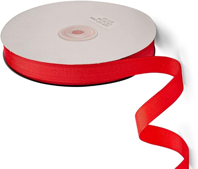 LIUYAXI 5/8" X 50 Yards Solid Red Grosgrain Ribbon, Perfect for Crafts, Wedding Decor, DIY Hair Accessories, Sewing, Christmas Gift Wrapping and More