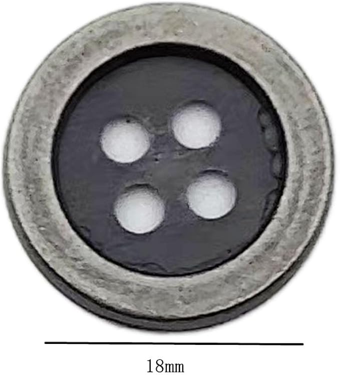 30PC Metal Buttons 4 Hole Antique Silver Round Vintage Sewing Buttons 18mm