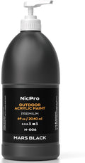 Nicpro Black Large Outdoor Acrylic Paint Set (69 oz, 2040 ml) Rich Art Painting Supplies Non Toxic Multi Surface Paint for Canvas, Wood, Leather, Fabric Stone Craft, Concrete, Wall, for Beginners, Artists & Adults with Pump