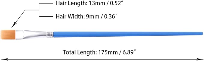 UPINS 30 Pcs 9mm Wide Flat Paint Brushes, Acrylic Small Brush Bulk for Detail Painting