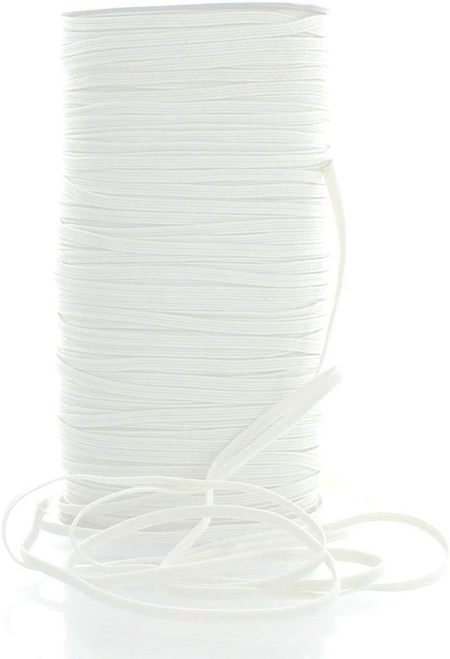 1/8" Width Skinny Elastic Band - Braided Cord - Ivory 200 Yards - USA Warehouse