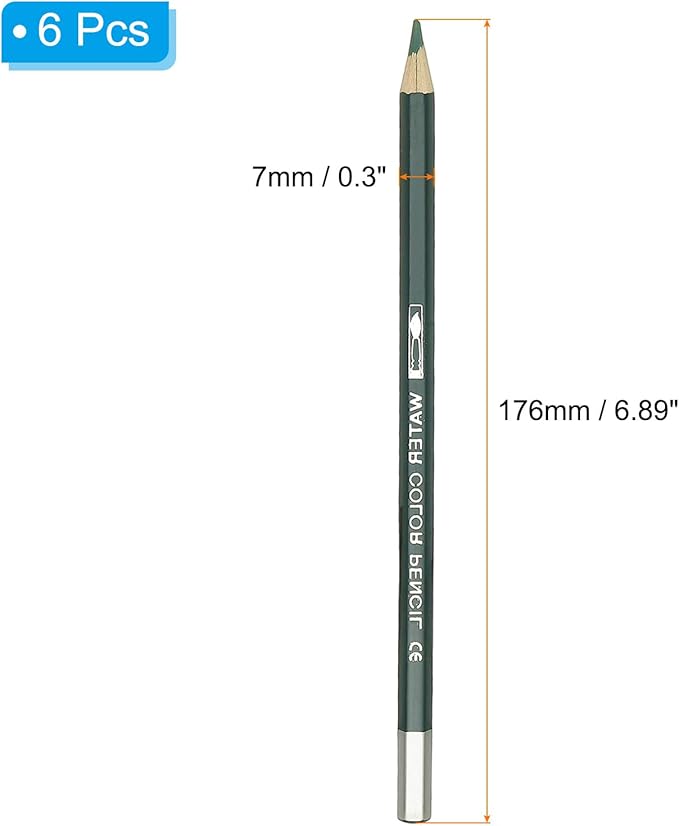 PATIKIL Watercolor Pencil, 6Pcs Water Soluble Pencils for Blending, Coloring, Sketch Drawing, Painting, Dark Green