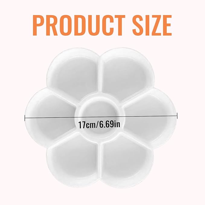 15 Pack Round Paint Palettes, Paint Tray Palettes with 7 Wells, White Plastic Paint Mixing Tray Watercolor Painting Dish for Oil DIY Art Gouache, Easy to Clean