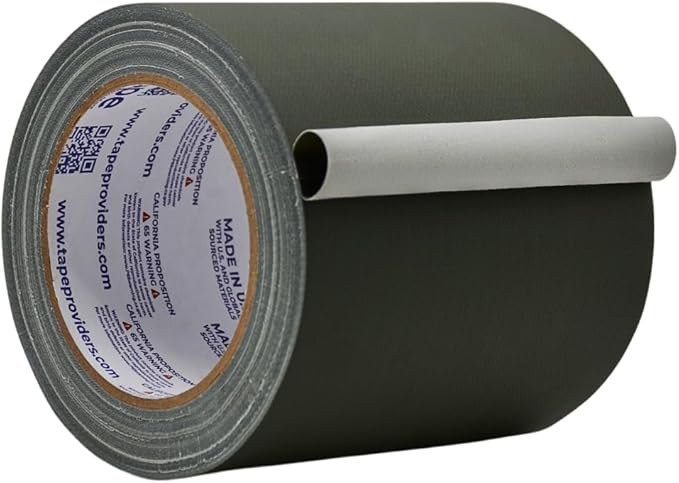 WOD GTC12 Gaffer Tape, Olive Drab Low Gloss Finish Film, 4 inch x 60 ft. Residue Free, Non Reflective Cloth Fabric, Secure Cords, Water Resistant, Photography, Filming Backdrop, Production