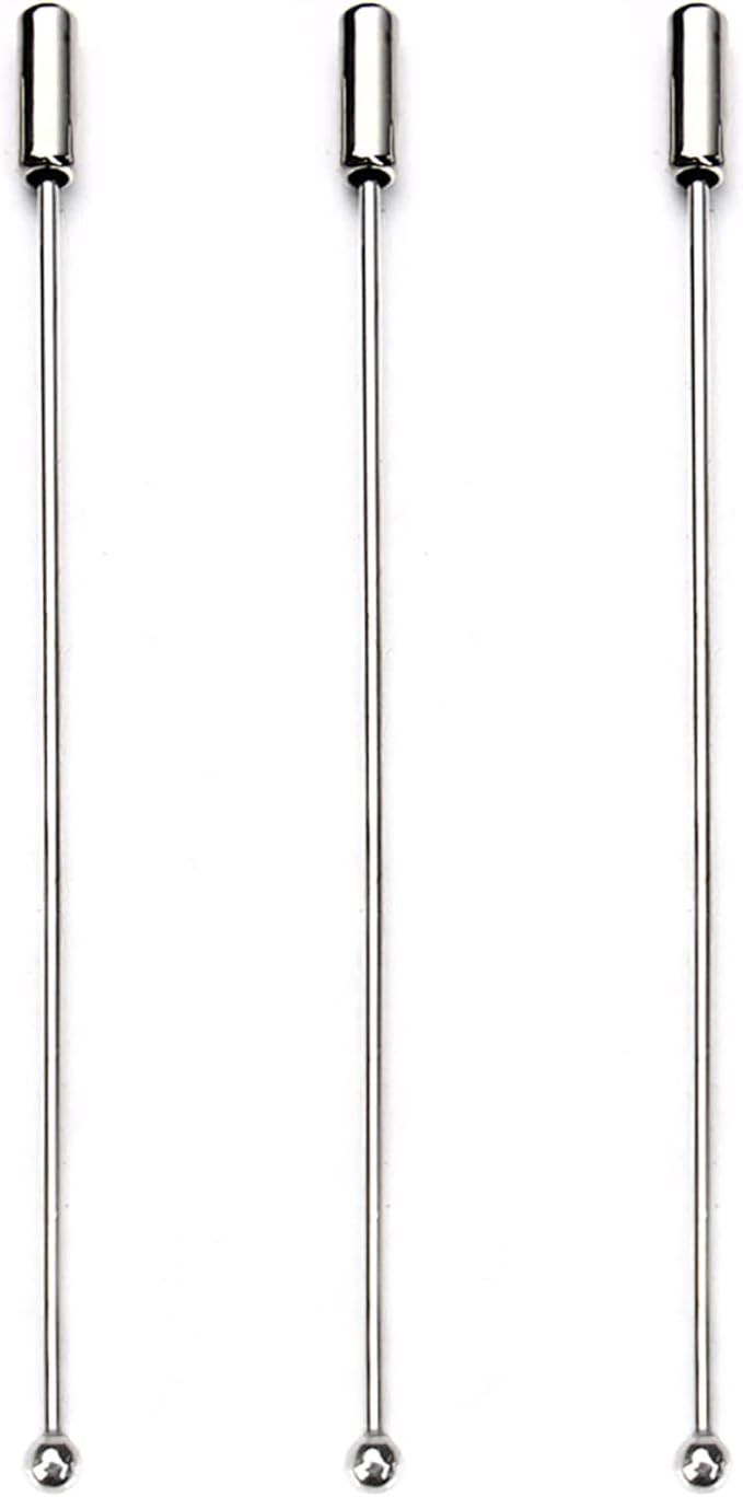 FDXGYH 2.68 Inch Stick Pin 10 Pcs Copper Brooch Safety Pins DIY Stopper End Hat Pins for Suit Tie Hat Scarf Accessories [Silver]