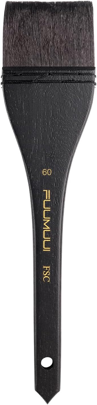 Flat Watercolor Brushes, Fuumuui 60mm Professional Squirrel Hair Flat Hake Brushes, Artists Scale Large Paint Brush with Long Handle for Watercolor and Acrylic Paints