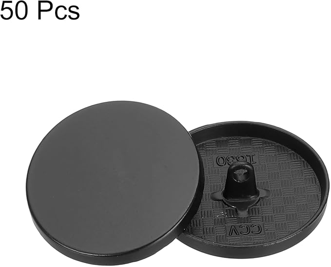 HARFINGTON 50pcs 48L Metal Round Flat Sewing Buttons 30mm Alloy Shank Craft Replacement Button for Men Women Suit Woolen Coat Shirt Trousers Sewing Crafts, Matt Black