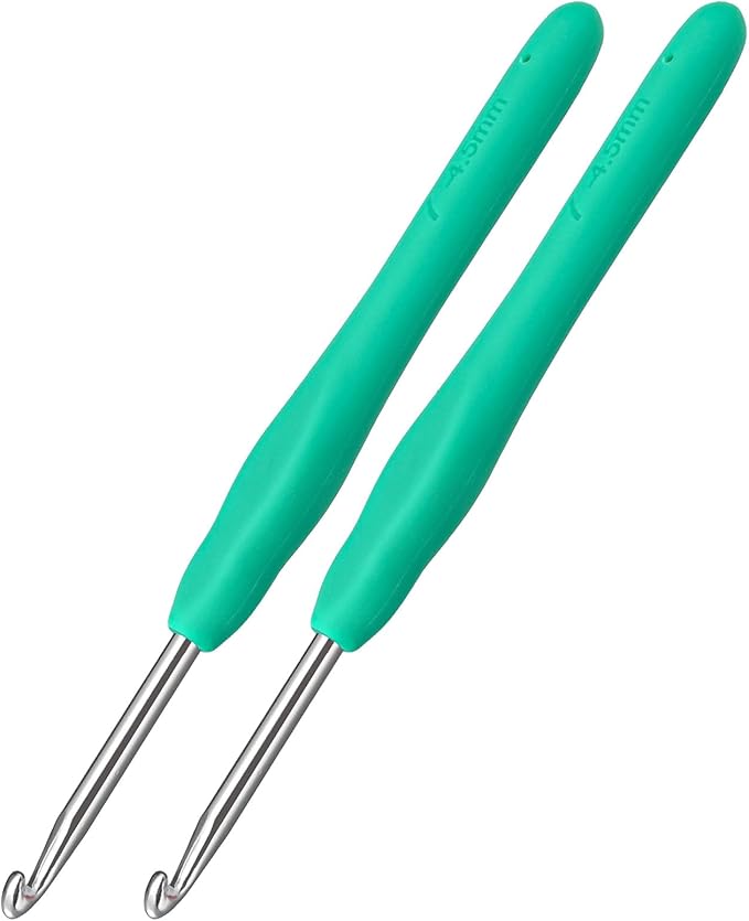 2Pcs 4.5mm Crochet Hooks, Ergonomic Crochet Hook for Arthritis and Beginners, Extra Long, Smooth, Comfortable (7/4.5mm)