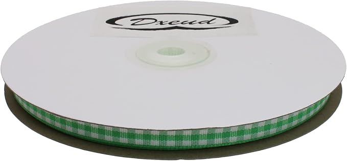 Gingham Ribbon 50 Yard Each Roll 100% Polyester Woven Edge (1/4" x 50 Yards, Green)