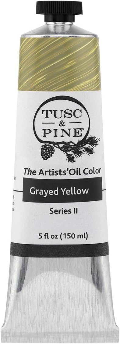 Tusc & Pine Artist Oil Paint - Grayed Yellow, 150 ml, Non-Yellowing, Rich & Creamy Consistency, Maximum Pigment Load, Small Batch Milled Oil Paints Made in the USA for Professional Artists
