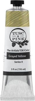 Tusc & Pine Artist Oil Paint - Grayed Yellow, 150 ml, Non-Yellowing, Rich & Creamy Consistency, Maximum Pigment Load, Small Batch Milled Oil Paints Made in the USA for Professional Artists