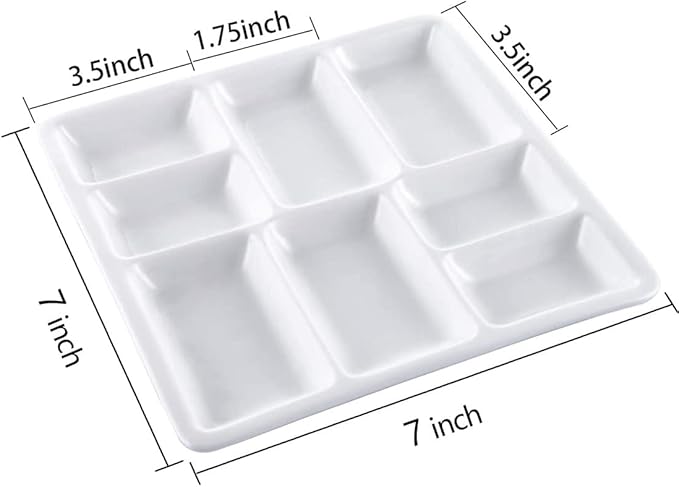 8 Inch Porcelain Watercolor Palette 8 Wells Ceramic Artist Paint Palette Mixing Ceramic Watercolor Palette, Mixing Tray for Watercolor Gouache Acrylic Oil Painting