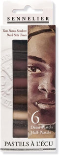 SENNELIER Extra-Soft Half Pastel 6 Stick Set, Set of 6, Portrait Dark Tones