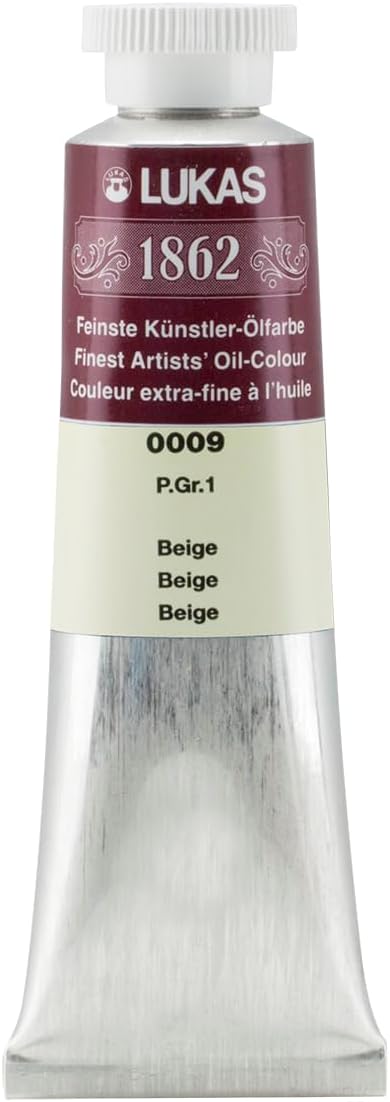 Lukas 1862 Professional German Oil Paint, Beige 37 mL - w/Beeswax & Non-Yellowing Sunflower Oil, Short Drying Time, Smooth, Outstanding Lightfastness
