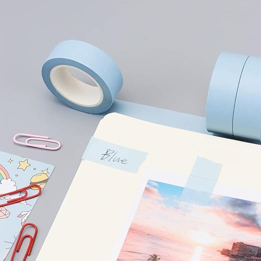 NatSumeBasics Pastel Washi Tape Solid Light Blue Washi Tapes 2 Pcs 32 Ft. Decorative Masking Tape Self-Adhesive Craft Tapes for Packaging Decor Scrapbooks DIY Gift(Light Blue)