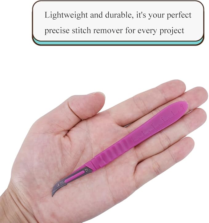 HAHIYO Pink Seam Ripper Ergonomic Grip Thread Stitch Remover Sewing Stitch Cutter Thread Ripper Unpicker Sewing Accessory Supply for Crafting Notions Quilting Hem with Built-in Ruler, 5.3-Inch 1PCs