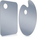 Honoson 2 Pack 11.8 x 7.9 Inch Neutral Grey Acrylic Paint Palette with Opaque Paint Pallet, Easy to Clean Non Stick Artist Pallet for Oil Watercolor Craft DIY Painting Palette (Square and OVA)
