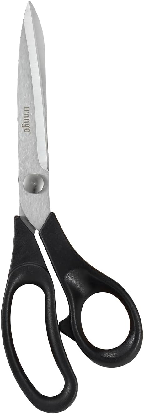 LIVINGO 10.5” Bent Fabric Scissors, Stainless Steel Heavy Duty Sharp Sewing Shears for Tailor Sewing Crafting Cutting Cloth, Leather, Paper