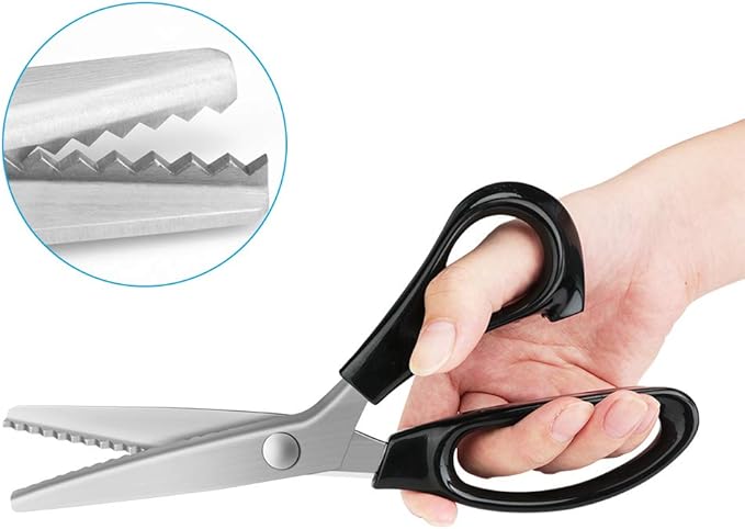 Pinking Shears for Fabric, Zig Zag Scissors, Ergonomic Grips, Ultra-Sharp, Professional Peaking Shears for Sewing, Craft, Dressmaking, 9 Inch, Black