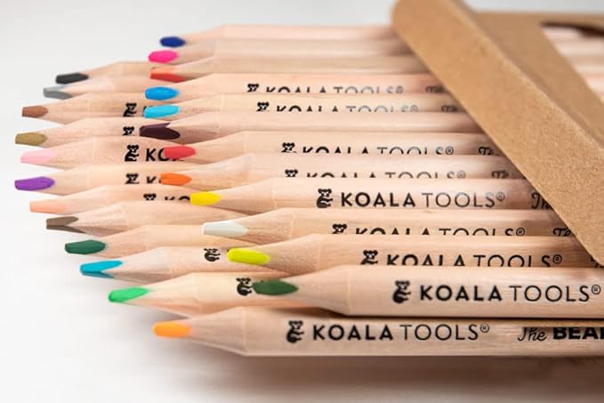 KOALA TOOLS - Bear Claw Colored Pencils for Adults and Kids, Water Soluble Color Pencils with Triangular Grip for Art and Shading, Includes Neon and Metallic Colors, Pack of 24