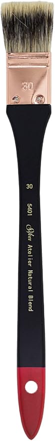 Silver Brush Limited 5401-30 Silver Atelier Flat Mottler Paintbrush for Oil, Acrylic, Watercolor, Gesso and Grounds, Varnish and Top Coat, Size 30, Xtra Long Handle