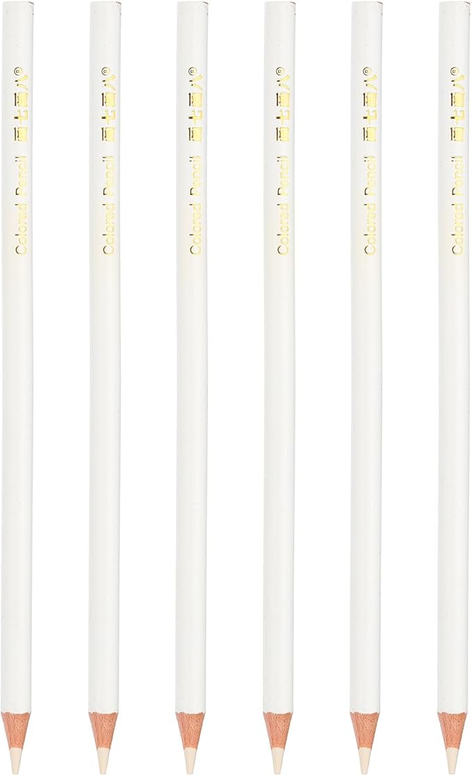 PATIKIL White Colored Pencils Set,6 Pcs Oil Color Pencils Wooden Coloring Drawing Pencil for Artists Art Painting