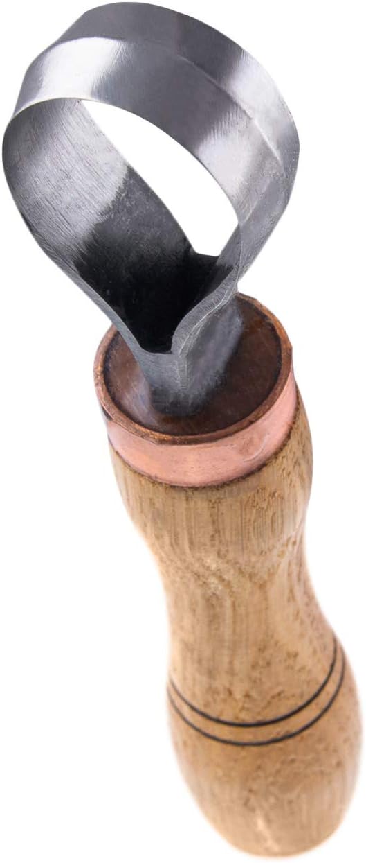 STAMESKY Wood Carving Scorp Knife | Round Carving Tool for Spoons, Bowls, and Cups | Spoon Bowl Carving Tools | Wood Carving for Beginners | Oak Wood Handle with Carbon Steel Blade (1'in Full scorp)