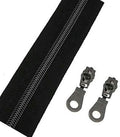 #5 Black Nickel Metallic Nylon Coil Zippers by Yard Bulk Coil Zipper Roll 10 Yards with 25pcs Silver Pull for DIY Sewing Craft Bag(Black) YIGUANXIN