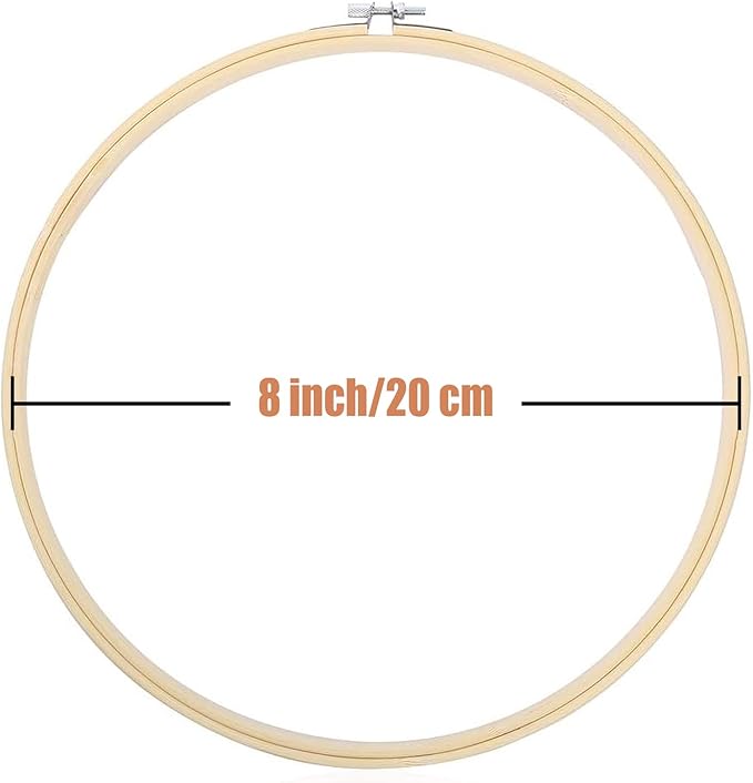 12 Pieces 8 Inch Embroidery Hoops Adjustable Wooden Circle Cross Stitch Hoop Ring for Art Craft Handy Sewing and Christmas Ornaments