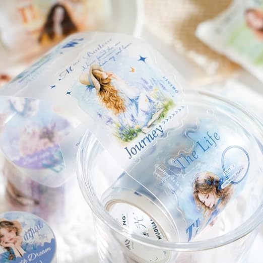 Alideco 6pcs Decorative Adhesive Tapes Vintage Literary Girl PET Tape Great for Bullet Journal Supplies, Arts, Scrapbook, DIY Crafts, Planners (pintielangman)