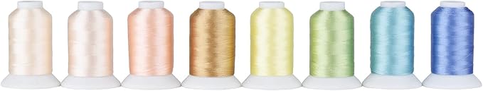 Simthread Pastel Embroidery Thread – 8 Shades Compatible with Brother Colors, 550 Yards Each, 40WT Polyester, for Brother, Babylock, Janome, Singer & Other Machines