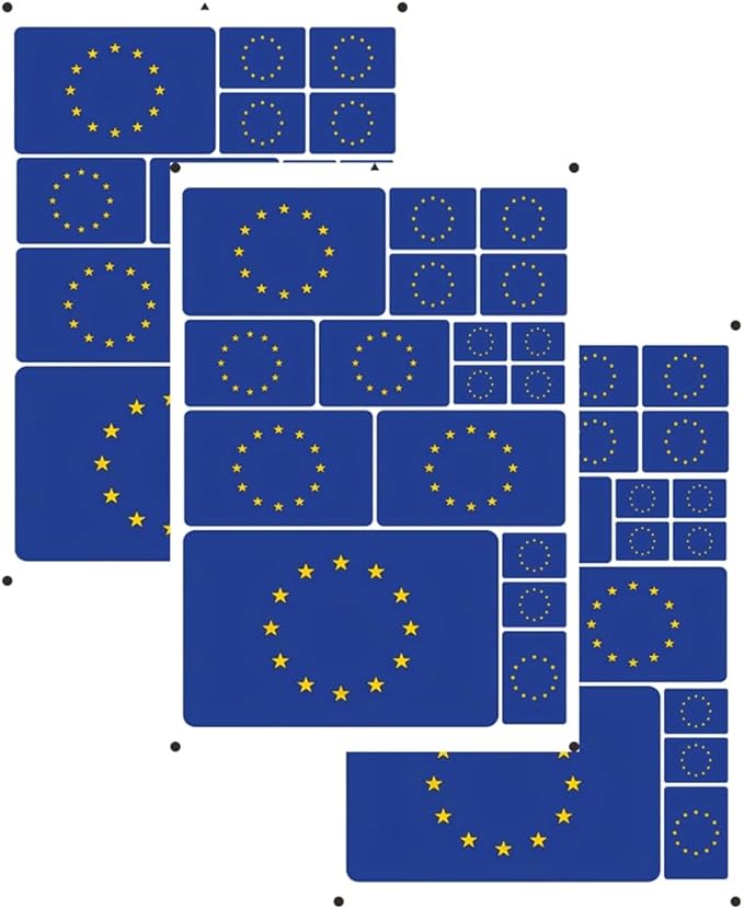 vmcoatdu European Union Flag Laser Printing Sticker 3 Pcs Decal in Multiple Sizes Stickers (Blue European Union)